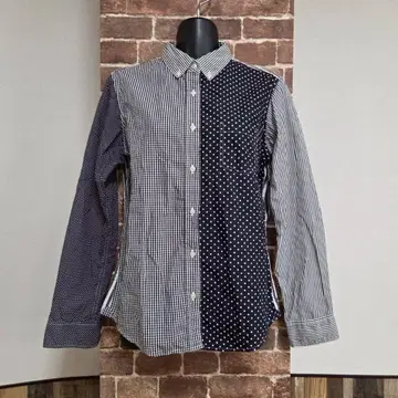 유니클로 셔츠 블랙 x 화이트 여성용 도트 체크