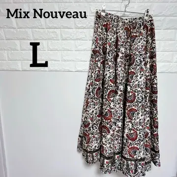[ Mix Nouveau ] L 플레어 스커트 꽃무늬