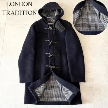 안감 체크 런던 트래디션 더플 코트 38 네이비 토글