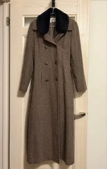 JAMREMIX 브라운 트위드 롱 체스터 코트 긴팔 M 잼 리믹스 겨울