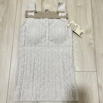 무인양품 코튼 혼방 복슬복슬 니트 브라 탱크탑 아이보리 케이블 무늬 L