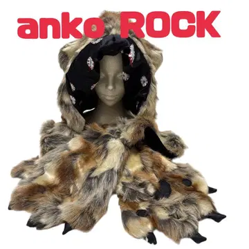 anko ROCK 앙코록 후드 부착 머플러 애니멀 발바닥 삼색 고양이