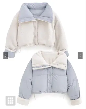 리버서블 나일론 보아 자켓 시나몬 컬러 스카이블루 화이트