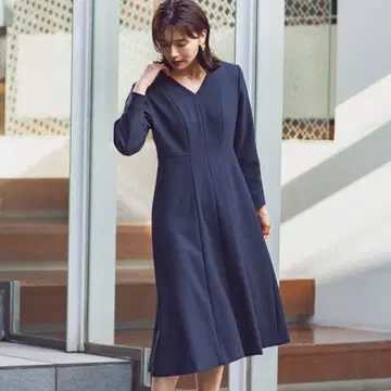 새상품 sono NAVY 포멀 원피스 V넥 긴팔 미실루엣