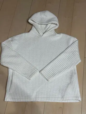ZARA 리브 화이트 후드티 L
