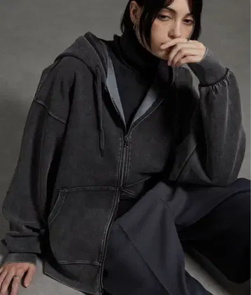 CIYOT-시요토 빈티지 가공 더블 지퍼 후드티 L 사이즈 블랙