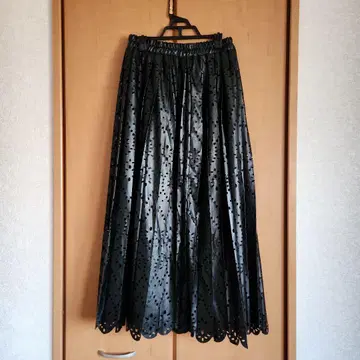 펀칭 인조 가죽 플리츠 스커트 F 사이즈