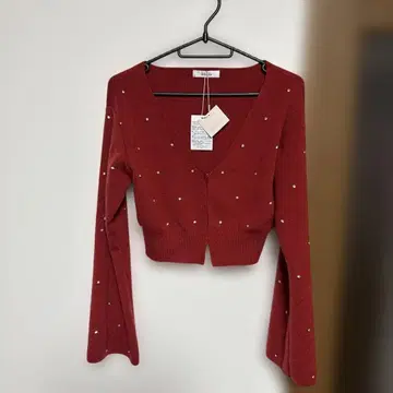 [미사용 택 포함] NICE CLAUP 다크 레드 가디건 F 사이즈