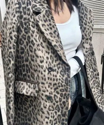 레오파드 모헤어 테일러드 자켓 빈티지 레어