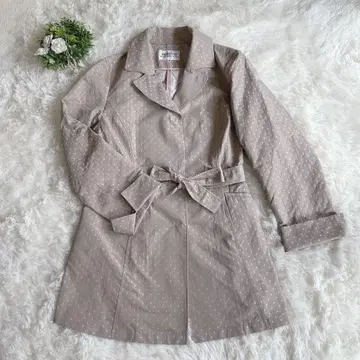 모리 하나에 하나에모리 베이지 도트 무늬 트렌치코트 빅 M 사이즈