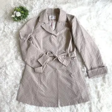 모리 하나에 하나에모리 베이지 도트 무늬 트렌치코트 빅 M 사이즈