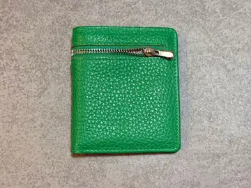 소가죽 지퍼 접이식 지갑 그린 가죽 지갑 새상품급