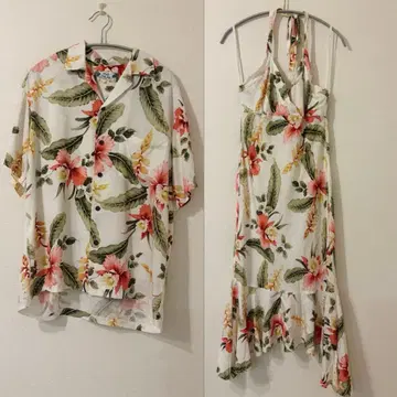 TWO PALMS 알로하 셔츠 슬리브리스 원피스 세트