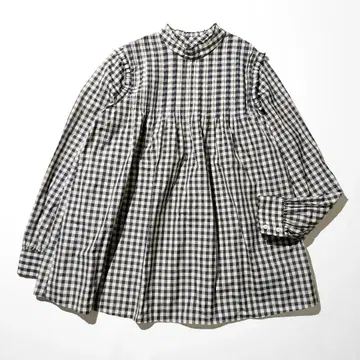 유나이티드 애로우즈 P 타프타 프릴 하이넥 블라우스 프릴 체크