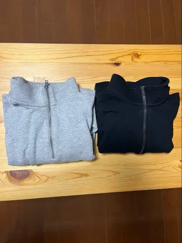 유니클로 맨투맨 하프 지퍼 셔츠 2벌 세트