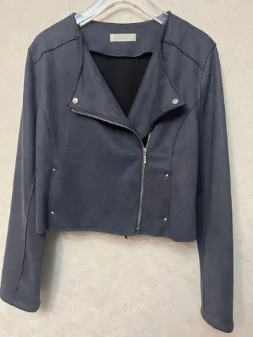 그레이 노카라 라이더 자켓