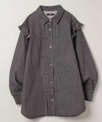 [ JEANASIS ] 데님 프릴 레귤러 셔츠 블랙 계열