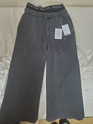 [ GRANCY 큐빅 디자인 레이어드 스웨트 팬츠