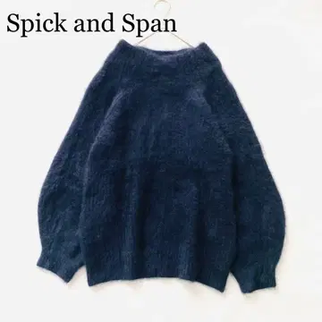 2770A 새상품급 스픽앤스팬 보송보송 퍼 니트 모크넥 울 네이비