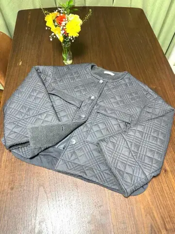 허시파피/그레이 퀼팅 자켓 버튼 포함