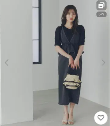 프로포션 바디 드레싱 프릴 데님 점프 스커트