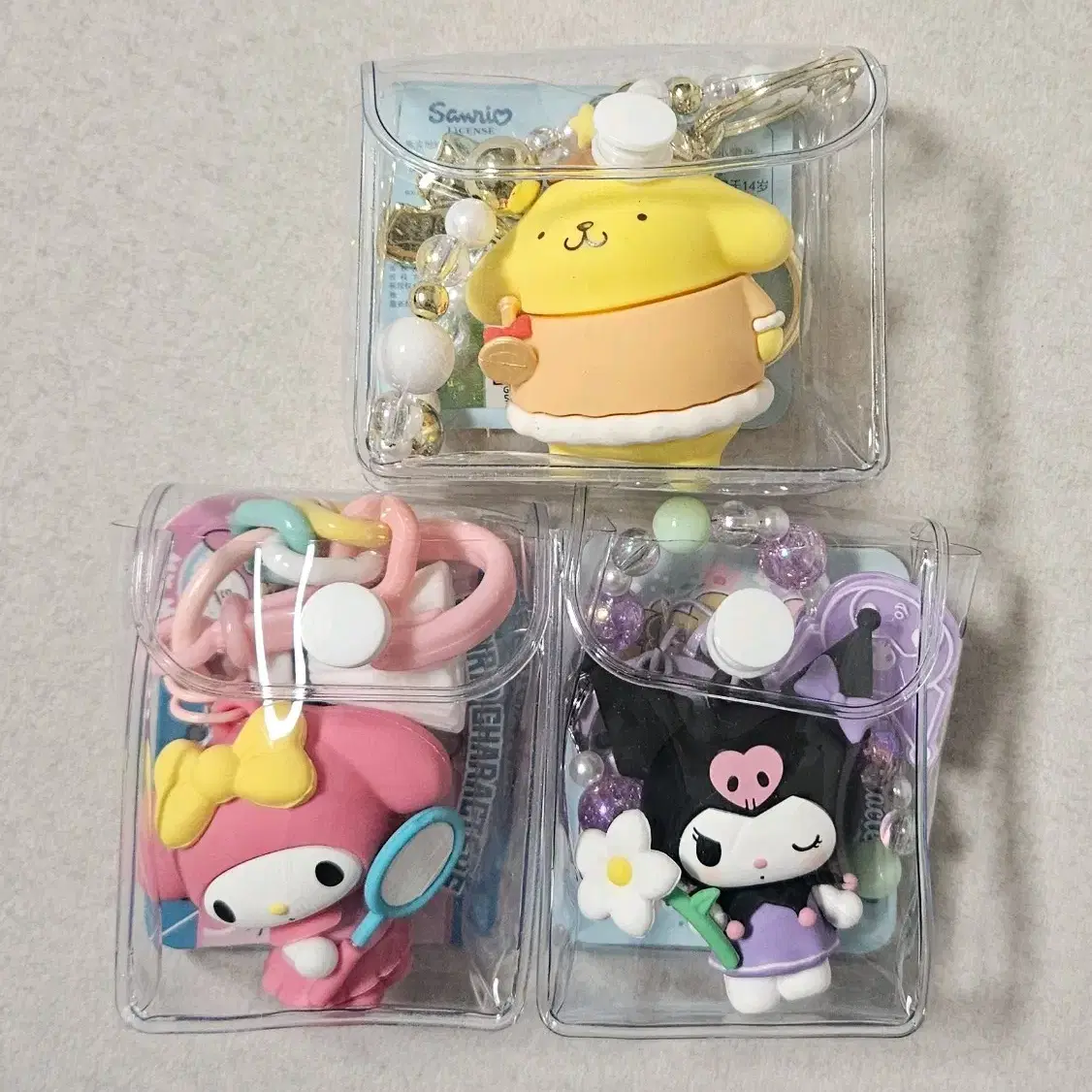 Sanrio Beaded Keychain My Melody Kuromi Pompompurin