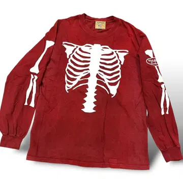 Vanson/스컬/골격 프린트/긴팔 티셔츠/롱T/M/반손