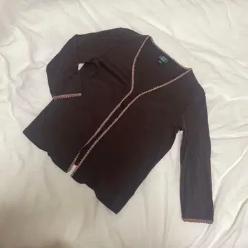 로라 애슐리 면 100% 브라운 7부 소매 가디건