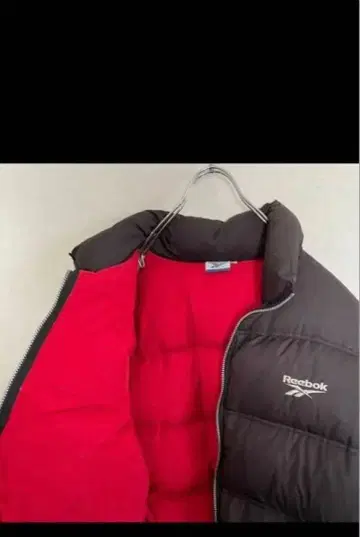 90s 리복 다운 자켓 블랙 로고