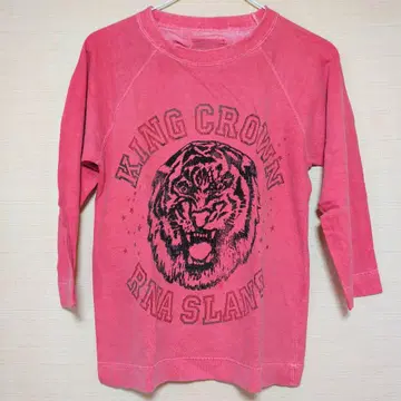 RNA SLANG 타이거 7부 소매 T셔츠 핑크 계열 빈티지 가공