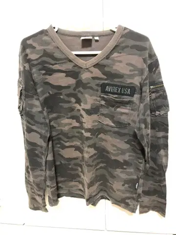 아비렉스 AVIREX USA 롱T 밀리터리