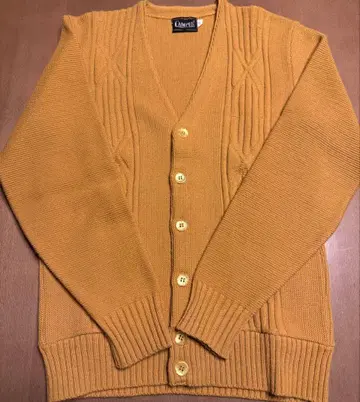 Campus 니트 가디건 머스타드 빈티지 캠퍼스