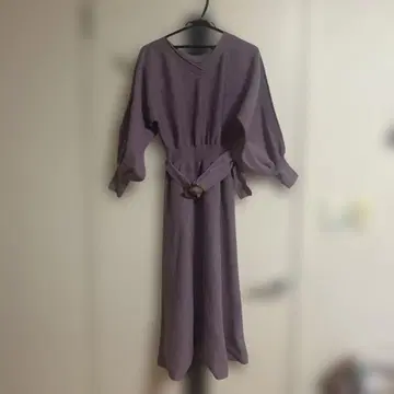 natural couture 하이 게이지 허리 벨트 긴팔 롱 원피스