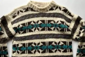 MUENALA 에콰도르 니트 페어아일 패턴 핸드 울 스웨터