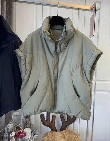 다운 베스트 퀼팅 베스트 그린