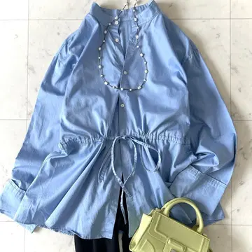 새상품급 맥피 투모로우랜드 소프트 코튼 새틴 페플럼 블라우스