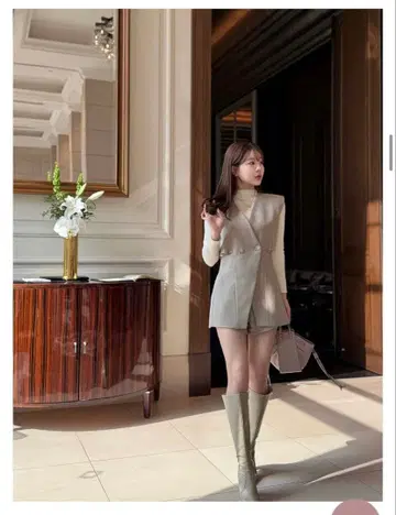 QUNG 폰테 라지 조끼 set 베이지