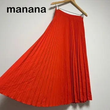 Mananasuerte 마냐나스엘테 오렌지 플리츠 롱 스커트