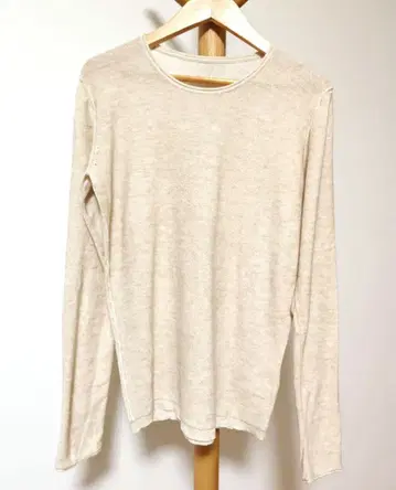 프리스틴 카멜 더블 페이스 크루 풀오버 니트