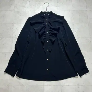 allureville 트리아세 폴리에스테르 프론트 프릴 블라우스 23AW