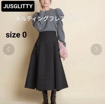 JUSGLITTY 퀼팅 플레어 스커트 블랙 size0