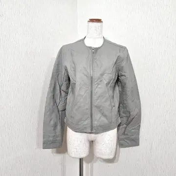 부즈루드 인조 가죽 노카라 자켓 그레이 계열