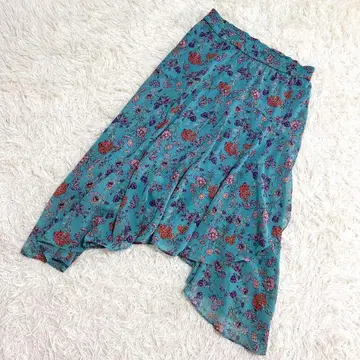 JEANASIS 새상품급 아지메 스커트 비대칭 꽃무늬 블루 ( F )