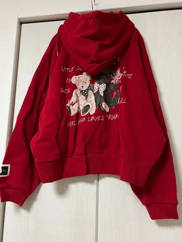 택 포함 새상품 핑크하우스와 리틀서니바이트 곰 프린트 후드티 빨간색