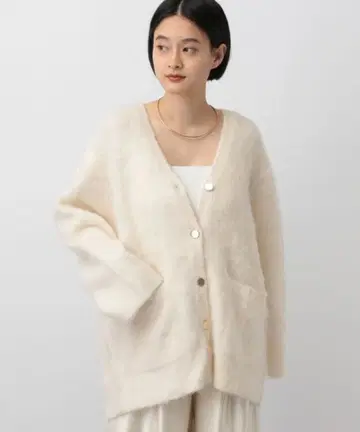 샤기 롱 V넥 가디건