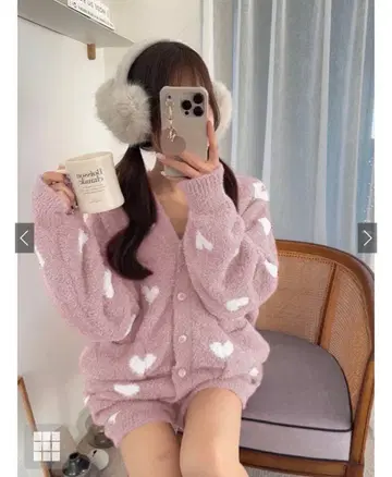 하트 무늬 가디건 x 숏팬츠 셋업 [dr749]