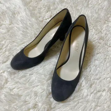 블랙 스웨이드 플레인 펌프스 힐 8cm