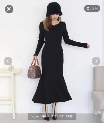 로얄 파티 허리 레이스 머메이드 원피스 니트 원피스