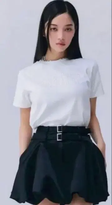 eimy istoire 더블 벨트 새틴 미니 스커트