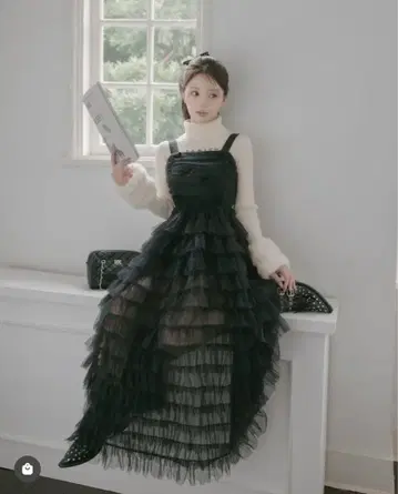 다리치 벨로아 리본 튤 원피스